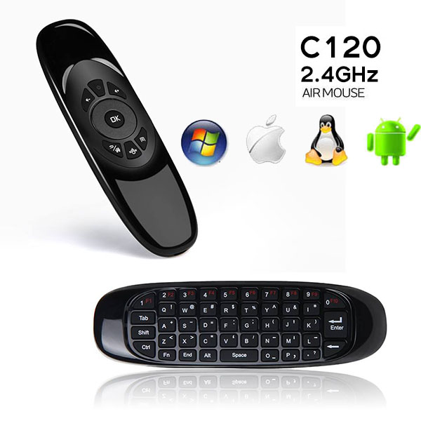 C120 2.4GHz Mini Wireless Air Mouse with QWERTY Keyboard + Somatic Game Handgrip for TV BOX Tablet PC