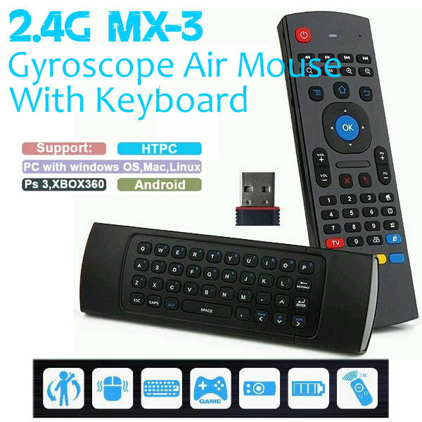 MX3 2.4GHz Fly Air Mouse Wireless Qwerty Keyboard Remote